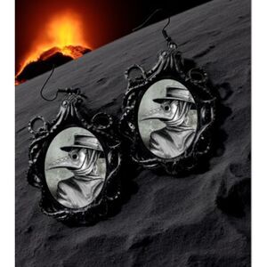 Plague Doctor Earrings Gothic Oversized Punk Jewelry Black Statement Finery